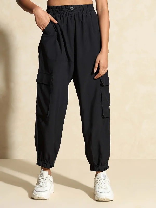 Women Clothing Tracker Cargo Pants Black