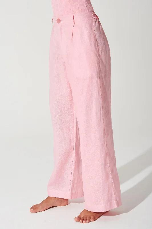 Casual and Comfortable Outfits Belle Linen Pant - Powder Pink