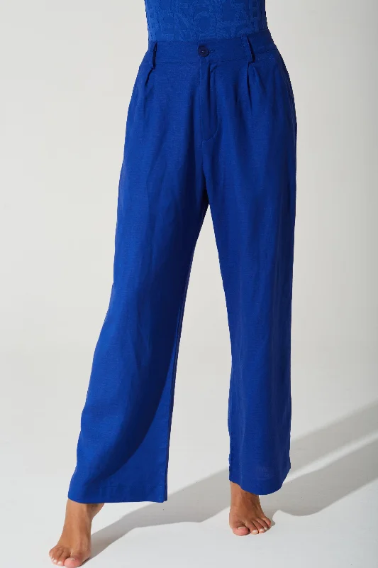 Easygoing Women's Style Belle Linen Pant - Royal Blue