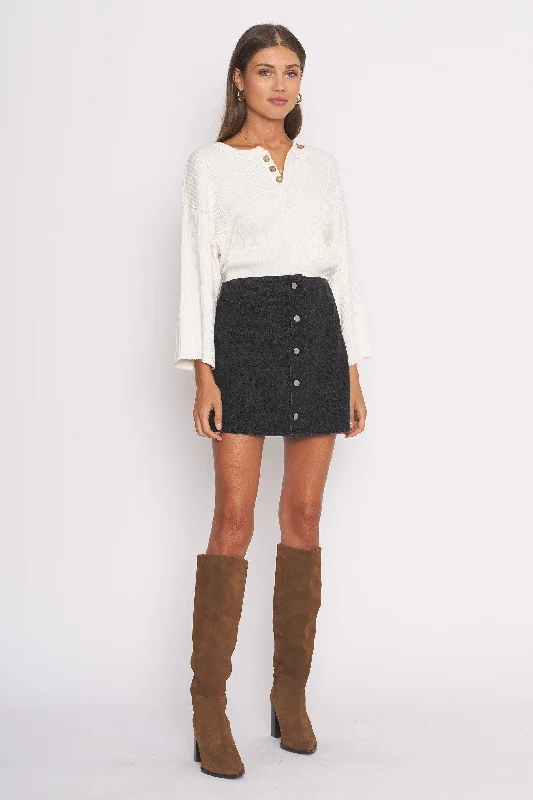 Best Clearance Sales Right Now Black Denim Button Down Skirt