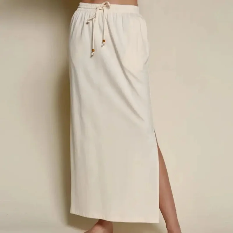 Clothes Woman Brushed Organic Hemp Side Slit Maxi Skirt Banana