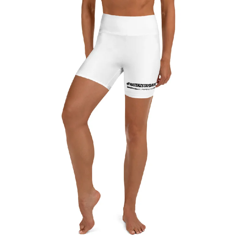 Stay Ahead In Style #HaterzStayBack Women's Yoga Shorts (White)