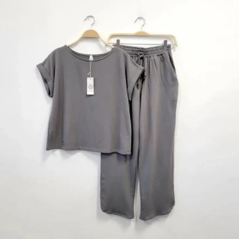 Outfits Ideas Hemp Two-Piece Loungewear Set Dull Grey