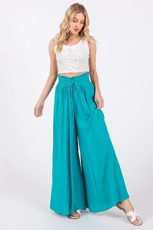 Bold Fashion Jade Wide Leg Smocked Lightweight Pants