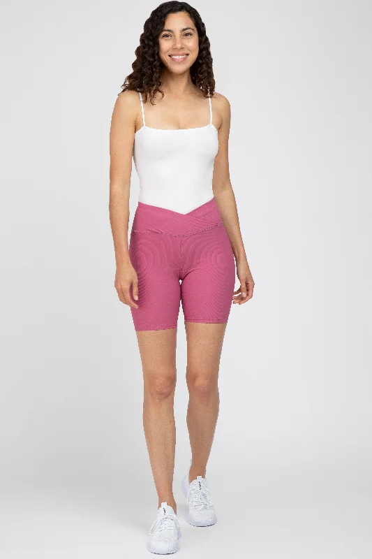 Flash Sales Mauve Crossover Waist Bike Shorts