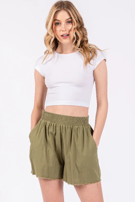 Best Online Clothing Boutiques Olive Raw Hem Shorts