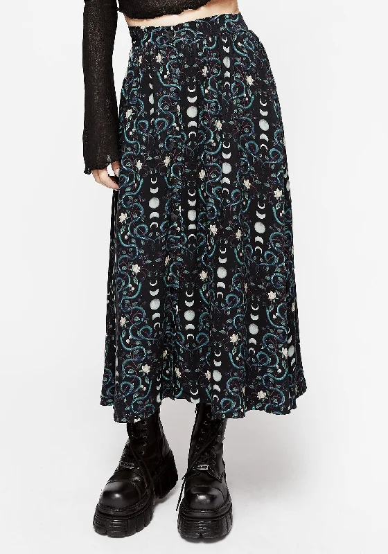 Online Boutique Clothing Pythia Print Button Up Midi Skirt