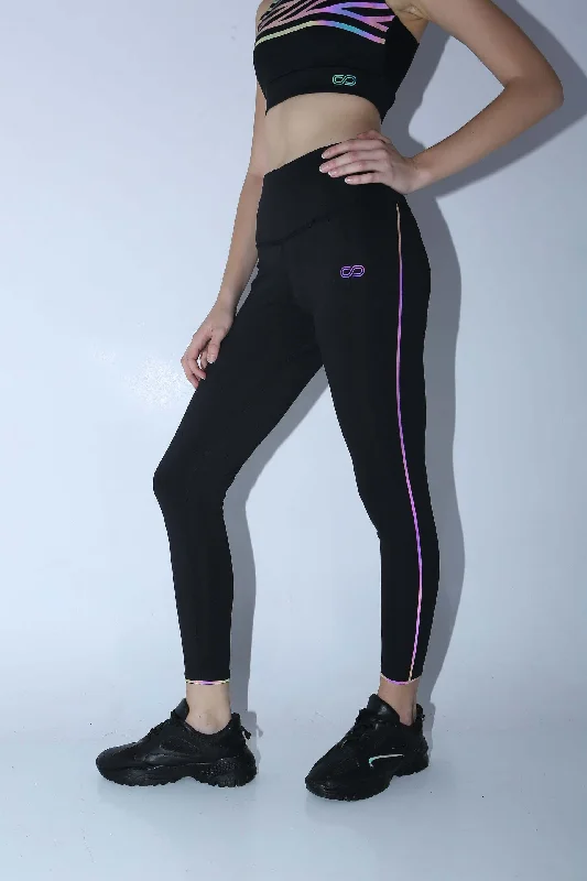 Casual Fashion for Women Streak Reflective Leggings Black