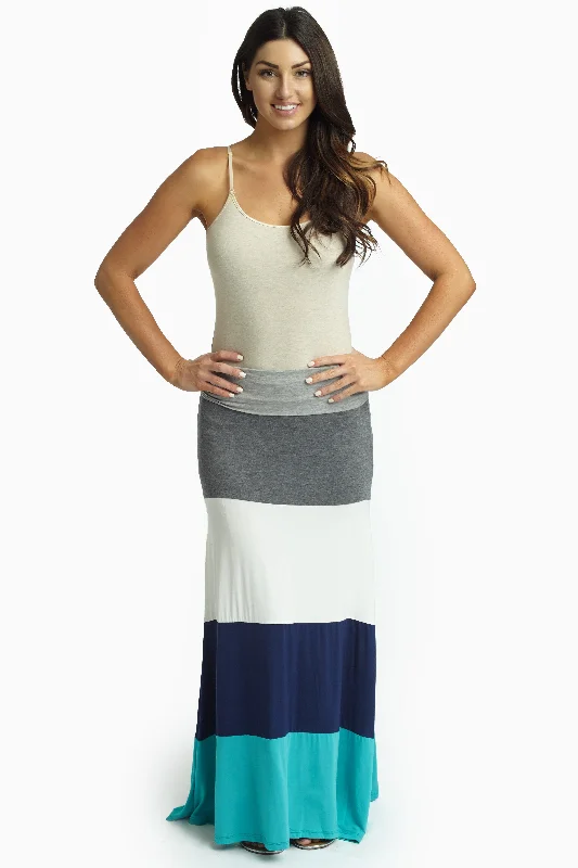 Special Offers, Don't Miss Teal Colorblock Maxi Skirt