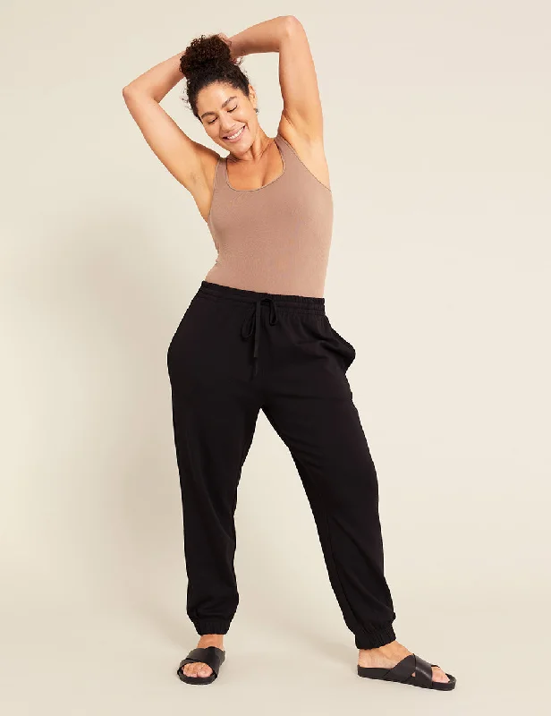 Women Wear Online Unisex Cuffed Sweat Pants - Black