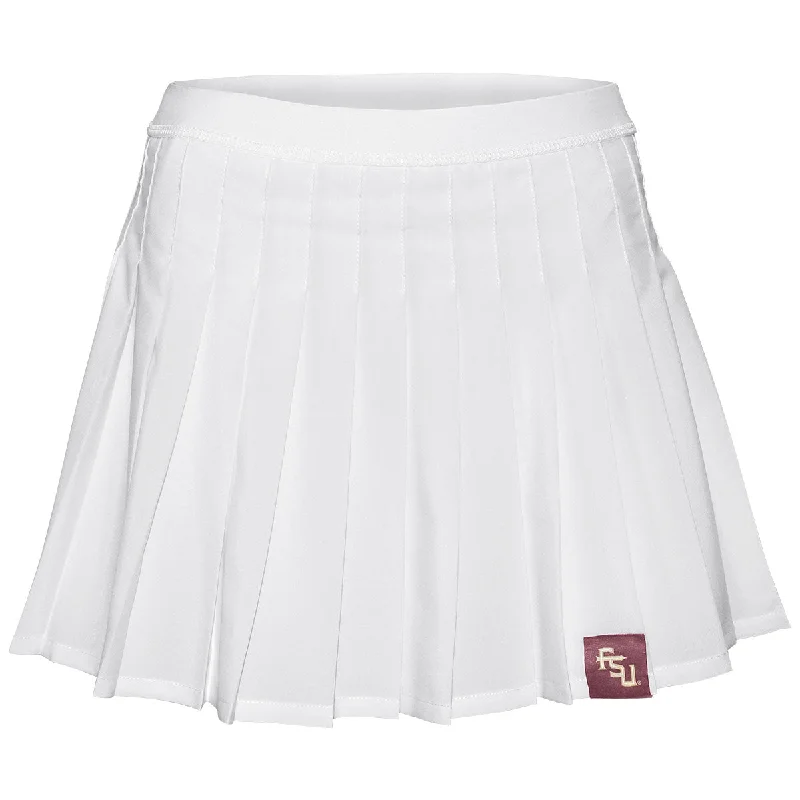 Women's Trendy Outfits ZooZatz Women's Stacked FSU Woven Label Pleated Skort - White