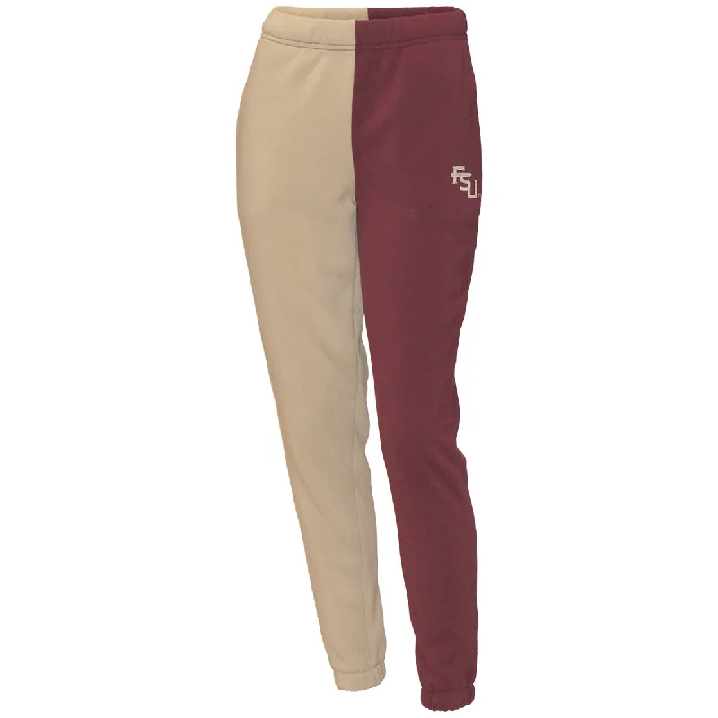 Flash Sales Today ZooZatz Women's Stacked FSU Logo Colorblock Jogger - Garnet/Gold